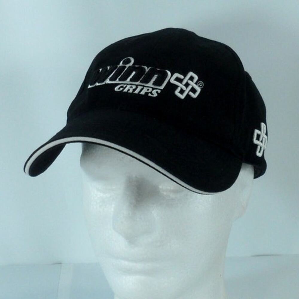 Winn Golf Grips Embroidered Logo Adjustable Strapback Cap Hat Black Golfing